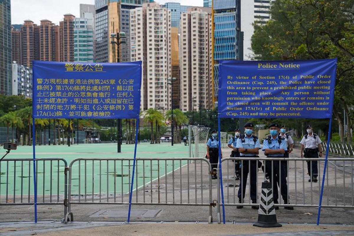 Hong Kong locks down Tiananmen vigil park amid tight security, arrests organiser