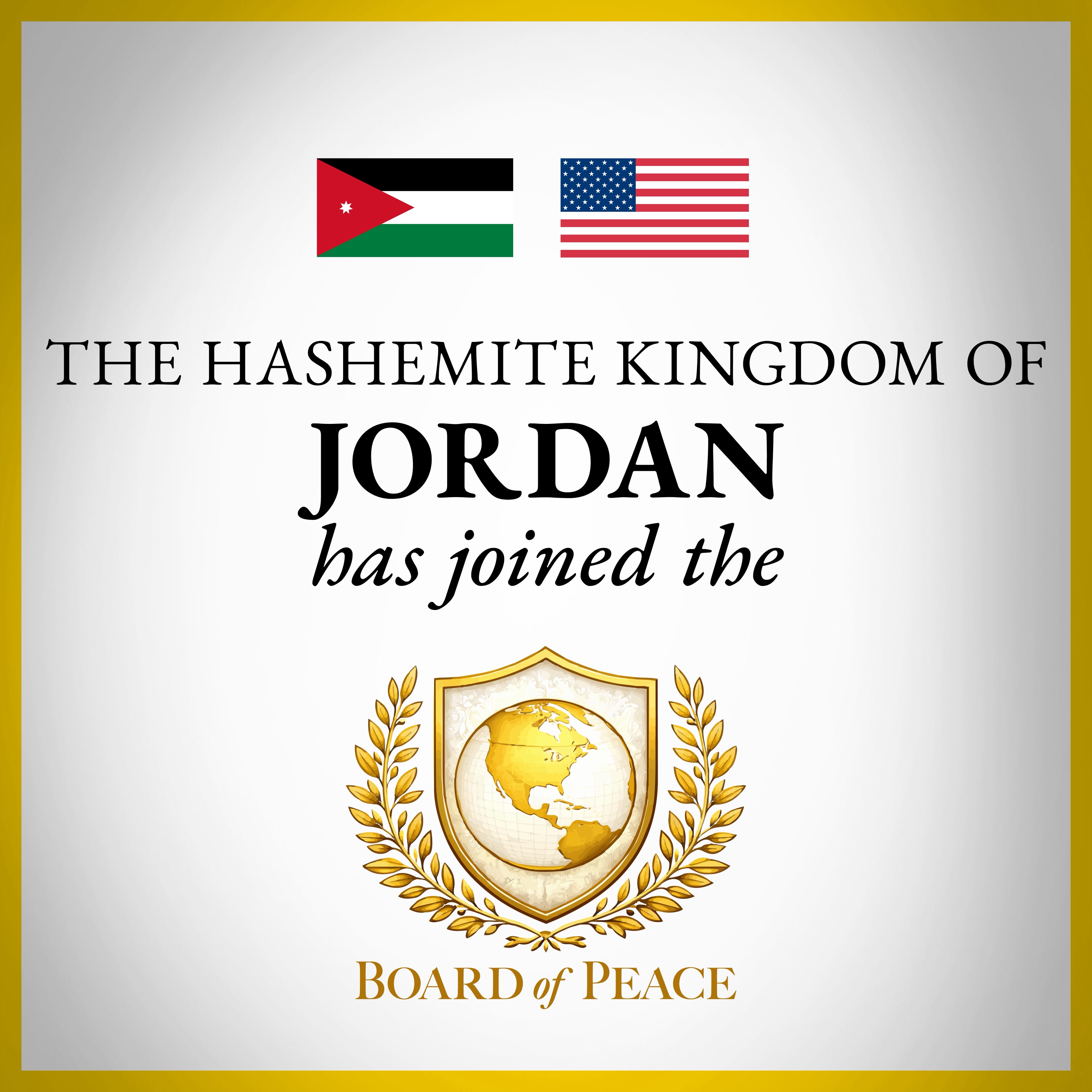 Trump's Board of Peace welcomes Jordan as founding partner