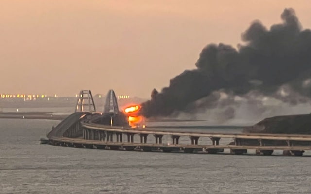 Crimean bridge fire: Blaze erupts on only bridge linking peninsula to Russia