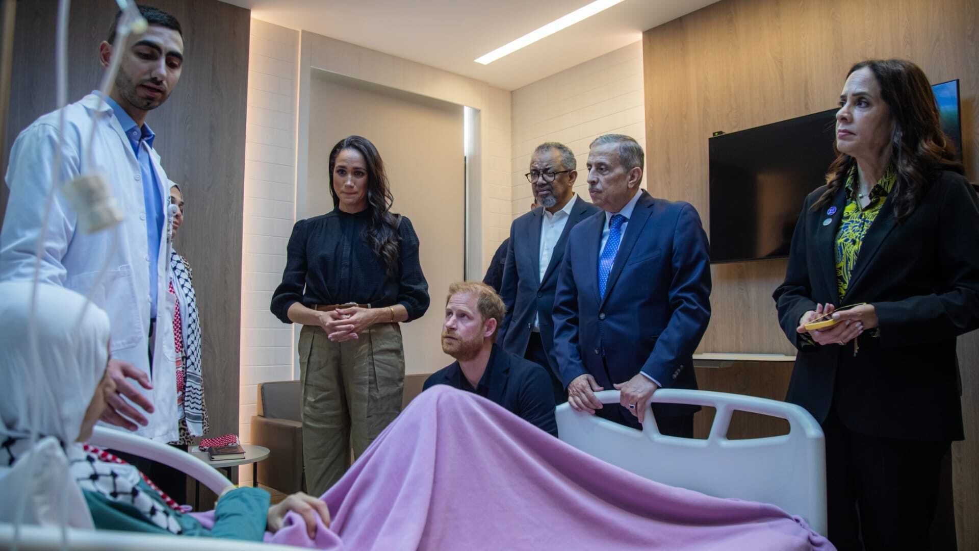 WHO Chief, Prince Harry, Meghan Visit Gaza Children at Amman Specialty Hospital