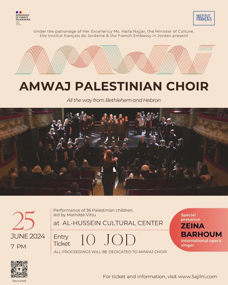 French Embassy, French Institute of Jordan organize concert performed by Amwaj Choir of Palestine