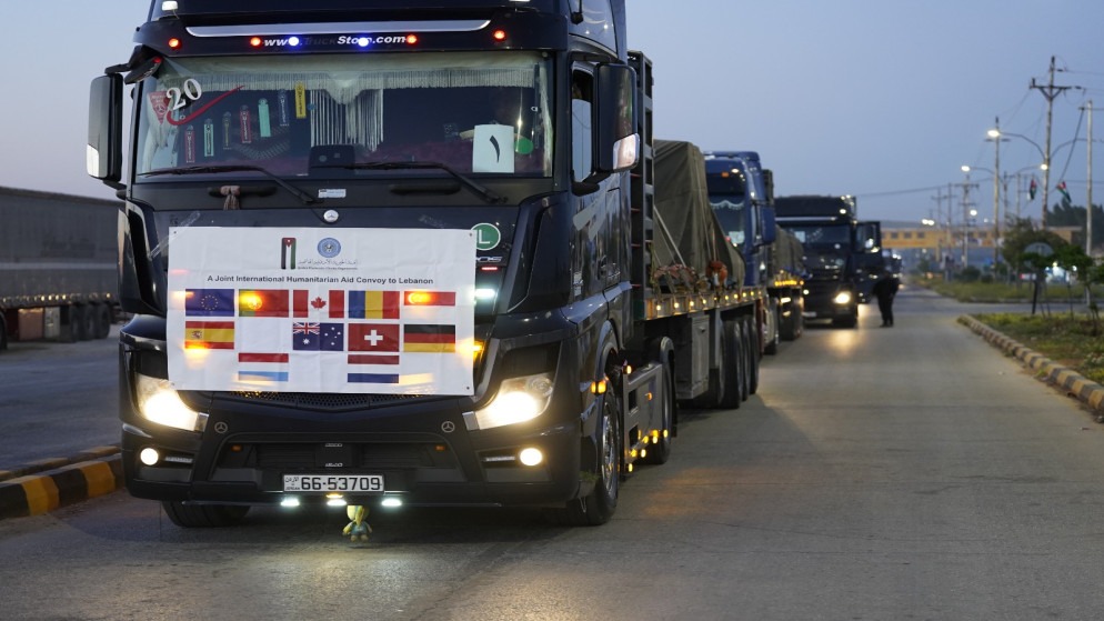 Jordan sends humanitarian aid convoy to Lebanon with international participation