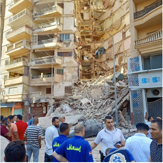 13-storey building collapses in Egypt