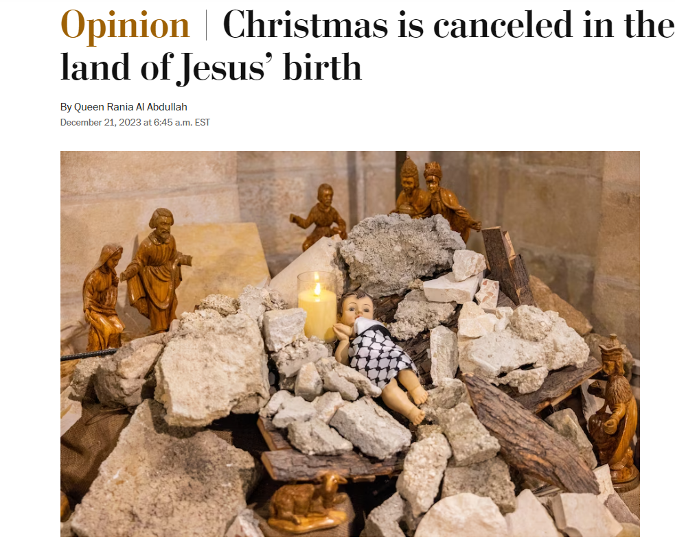 Queen Rania Writes for Washington Post: 'Christmas is canceled in the land of Jesus’ birth'