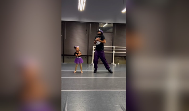 Dad and daughter take dance class together in sweet video