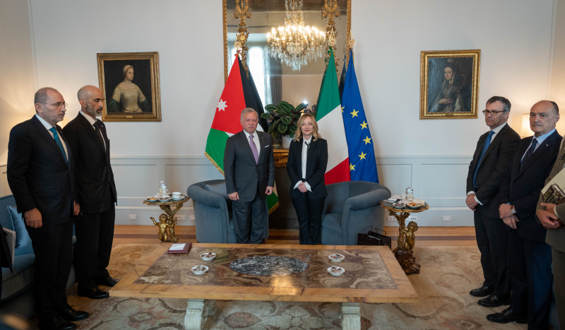 King meets Italy PM, warns against repercussions of Israeli ground offensive on Rafah