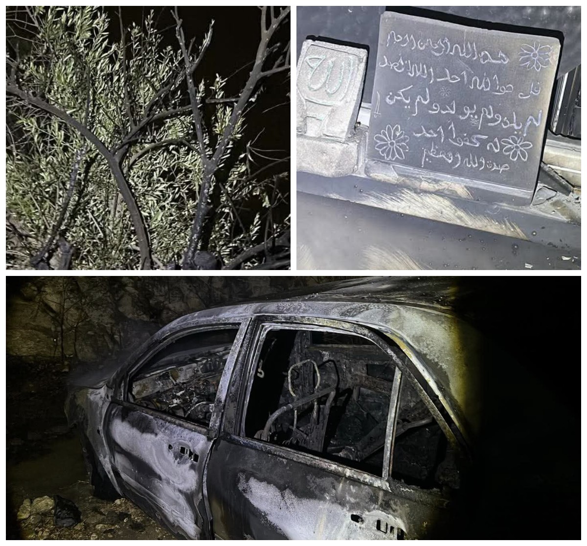 Israeli colonists set fire to mosque, olive tree and vehicle in Jerusalem