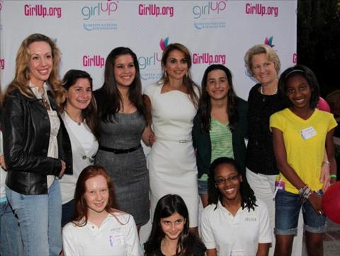 Queen Rania joins school girls in Girl Up Pep Rally in Los Angeles ...